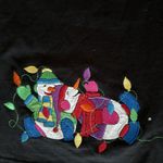 Quacker Factory  Size Medium  Long Black Christmas Dress Embroidery 100% Cotton Photo 10