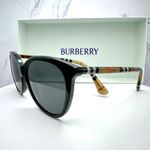 Burberry New  Sunglasses Black Front Round Pantos Frame Checkered Arms Gray Lens Photo 5