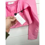 ASTR  The Label Pink Long Sleeve Square Neck Crop Top Size Large Smocked Back Photo 7