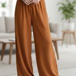 Yellow Ruffle Pull On Wide Leg Straight Belt Boho Comfy Trouser Pants Plus 3XL Size undefined Photo 0