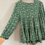 American Eagle  Floral Top Back Cut-Out Flowy Tiered Long Sleeves Oversize Blouse Photo 4