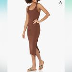 Amazon Chocolate Brown Ribbed Midi Sleeveless Dress XS NWT Photo 2