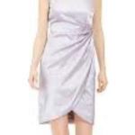 Calvin Klein Silver Ruched Drape Sleeveless Jewel Neck Above The Knee Cocktail Photo 2