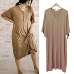 Dwell & Slumber House Dress Size M/L Tan Neutral Gold Snap Caftan Lounge Nursing Size L Photo 1
