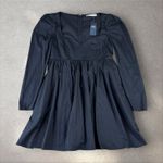 Abercrombie & Fitch  Black Long Sleeve Poplin Babydoll Mini Dress Sz M Petite NWT Photo 2