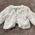 White Fuzzy Faux Fur Blazer Jacket SIZE L Size L Photo 0