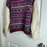 ZARA Fair Isle knit pullover sweater with contrasting knit jacquard sleeves M Photo 10