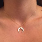 White Horn Pendant Boho Choker Photo 0