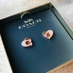 Coach Rose Gold Heart Studs NWT Photo 1