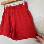 NOBLE High Waist Waffle Knit Lounge Shorts XS Comfy Casual Cotton Burnt Orange Photo 4