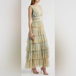 Hutch NEW Plunge V Neck Tiered Tulle Sky Floral Gown Dress sz 14 Photo 2