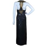 ROBERT Anthony vintage black gold sequins beaded full length dress size 4 Black Photo 7