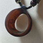 Brown Tan Horn Pendant Necklace Vintage Seed Beaded Strand Barrel Clasp Resin Photo 5