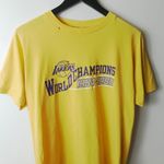 Distressed Vintage 80s Los Angeles Lakers World Champions T Shirt Yellow Medium Photo 14