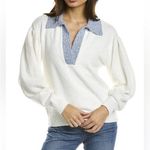 Tanya Taylor  Avika Sweater Open Collar Polo Color Block Cozy Pullover Sweater Photo 0
