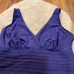 Aqua Green  Swimsuit One Piece Navy Blue Adjustable Straps Flattering Mid Section Photo 2