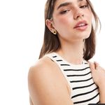 VERO MODA  Sleevess Striped Tank Top in Mono Eggnog/Black S NWT IN PACKAGE Photo 1