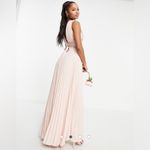 ASOS Size 10P pleated maxi dress tie wrap waist Blush Pink Bridesmaid Formal Photo 1