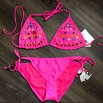 Bongo Pink Zebra Floral Triangle Bikini XL Photo 0