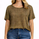 Michael Kors Michael  gold mesh short sleeve top small Photo 0