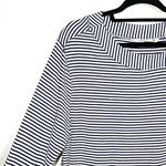 Athleta Studio White & Navy Blue Striped Boatneck Plush Sweater Photo 3