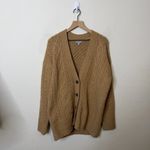 J.Crew  Tan Cable Knit Cardigan Sweater Chunky m Long Sleeve Wool Alpaca Size M Photo 4