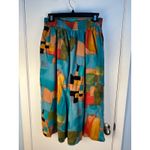 VTG Colorful Palazzo Pants Gauchos Size 12 Blue Abstract 80s 90s Office Boho Photo 3