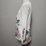J.Jill White Floral Linen Blend Vneck Vented Long Sleeve Sweater Size Small Photo 3