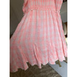 Pink Lily  Smocked Gingham Mini Dress Cotton Gauze L Cottagecore Coquette Photo 4