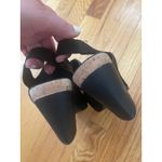 Eileen Fisher  Black‎ Suede Leather Open Toe Slingback Cork Heel Mules Photo 3