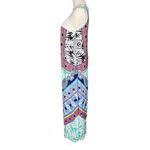 Ny Collection NEW Palm Leaf Tropical Print Crochet Trim Sleeveless Maxi Dress XS Photo 1