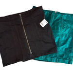 Free People NWT Bundle (2) Two Mini Skirts Black Green Velvet Boho Size 8 Photo 0