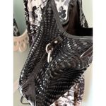 Cole Haan  Genevieve Woven Triangle Black Patent Leather Black Tote Shoulder Bag Photo 3