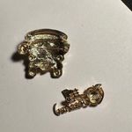 Lot Of 2 Brooch Pins #1 Teacher & Christmas Holiday School Bus Gold Tone Photo 5