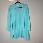 Eileen Fisher  Cardigan Sweater Open Front Linen Bright Blue Size Medium Photo 2