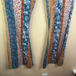 Earthbound Trading Co XL Floral Paisley Flare Leggings Boho Retro Pants Bell Blue Size 1X Photo 2