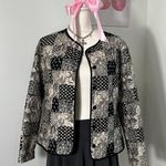 Vtg Y2K Patchwork Black White Quilted Button Jacket Silk Womens Size Medium Photo 0