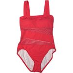 Carmen Marc Valvo  Swimwear One Piece Asymmetric Mesh Cutout Pink 8 Photo 4