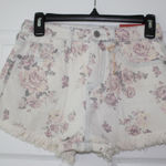 Mossimo | Floral Print High Rise Raw Hem Jean Shorts White Size 4 Photo 0