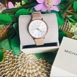 Michael Kors  Rose Gold Leather Strap Watch 38mm Quartz Water Resistant NWT Photo 2