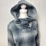 The North Face Women's Plaid Fleece Pullover Cowl Blue and gray Hoodie Size S Photo 3