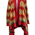 Polo Ralph Lauren Long Draped Open Cardigan Sweater Aztec Southwestern Serape Red Size XL Photo 0