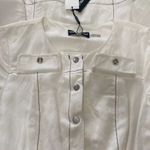 Karl Lagerfeld New PARIS Linen Blend Shirt Dress Snap Front Short Sleeve Size 2 Photo 13