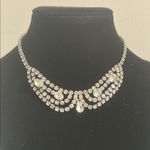 Regal Bridal Prom Formal Rhinestone Collar Choker Draped Necklace Silver Photo 0
