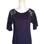 Loft Lace Ruffle Sleeve Top- Size Medium Photo 0