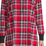 Betsey Johnson  Red Pink Plaid Fleece Velour Lounger Hoodie Dress Medium Photo 1