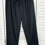 Gap Woven Slouchy Pull On Crop Pants Black XS Ruffle Drawstring Waist High Rise Photo 0