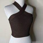 Aritzia Chocolate Brown Sculpt Knit Criss Cross Tank Photo 2