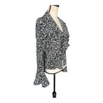 Etcetera  Black and White Floral Blouse With Flare Sleeve Size 8 Photo 4