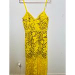 CATHERINE DEANE Yellow Floral Lace Overlay Peony Figure Hugging Dress size US 8 Photo 2